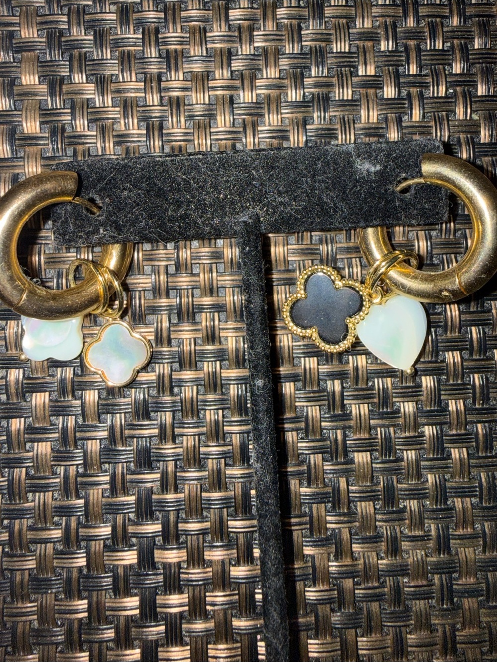 Gold hoop dangling earrings